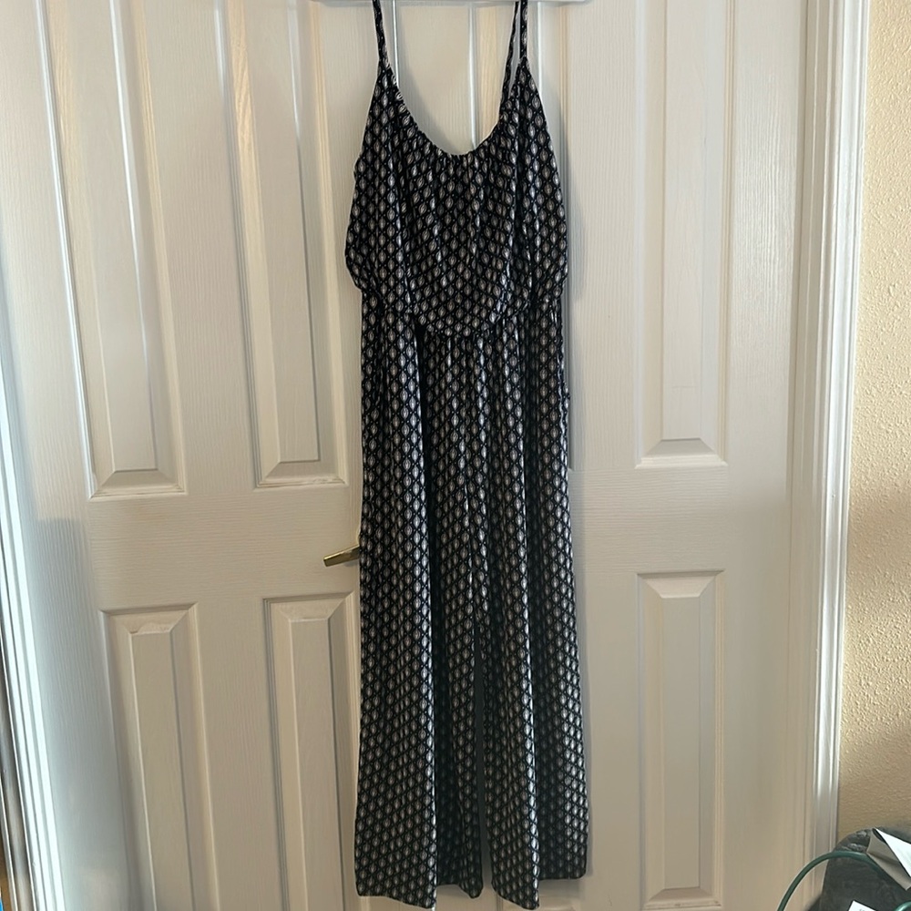 Navy and white wide leg jumpsuit size large
